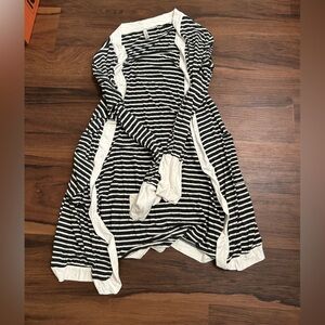 Grey and white striped cardigan